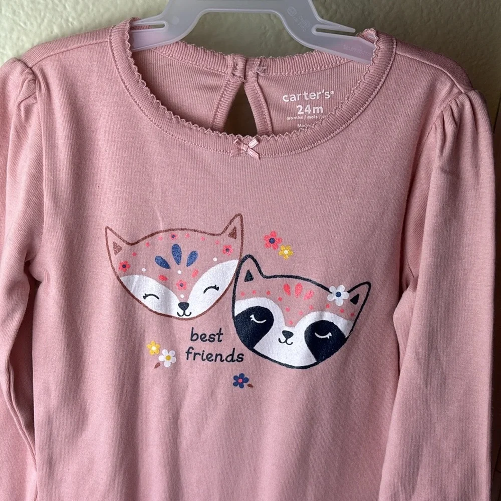 NWT long sleeve onesie cartoon fox Jimothy raccoon Red Panda graphic bodysuit